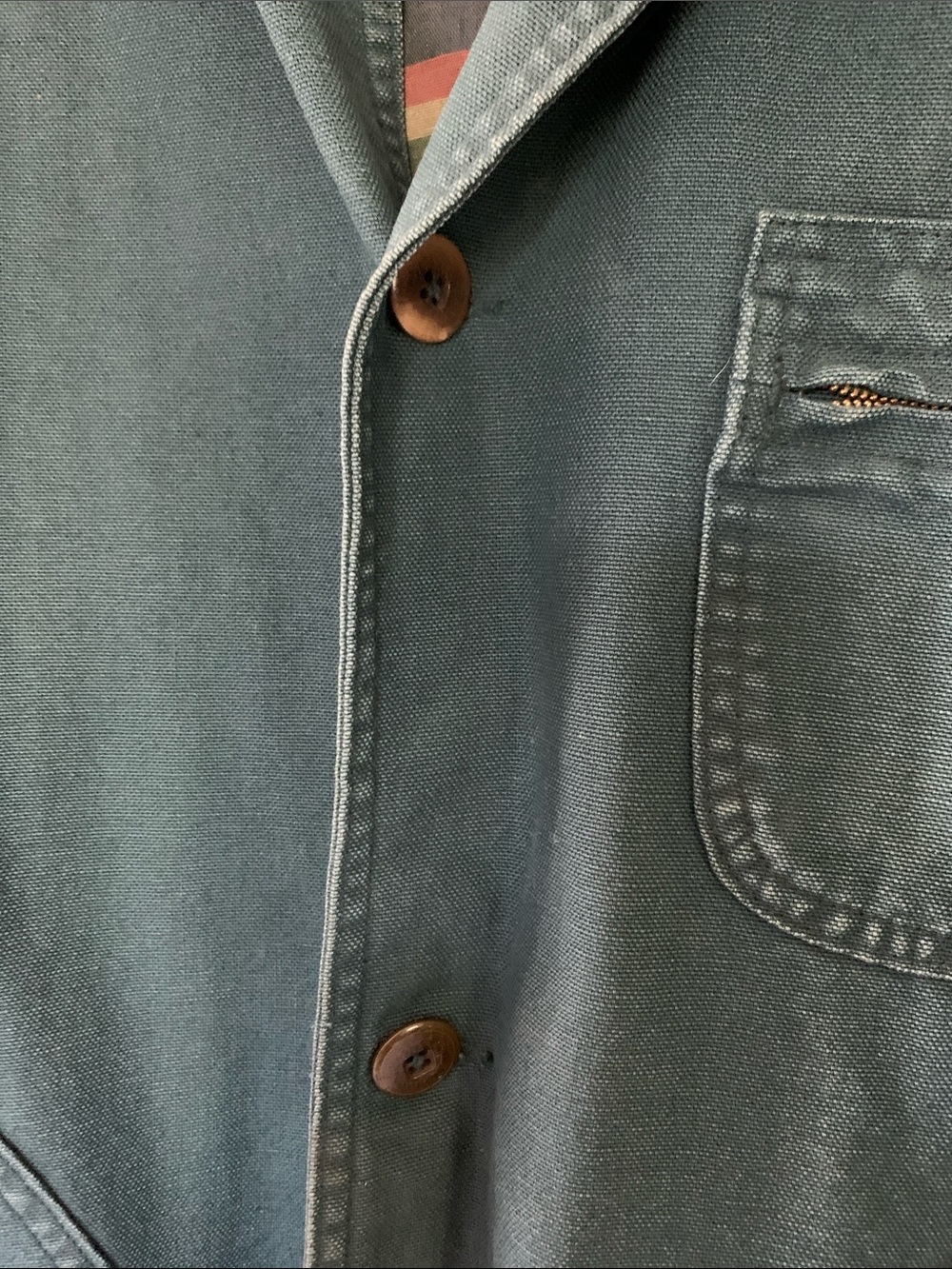 L.L. Bean Teal Green Canvas Field Jacket with Corduroy Collar - Picture 4 of 7
